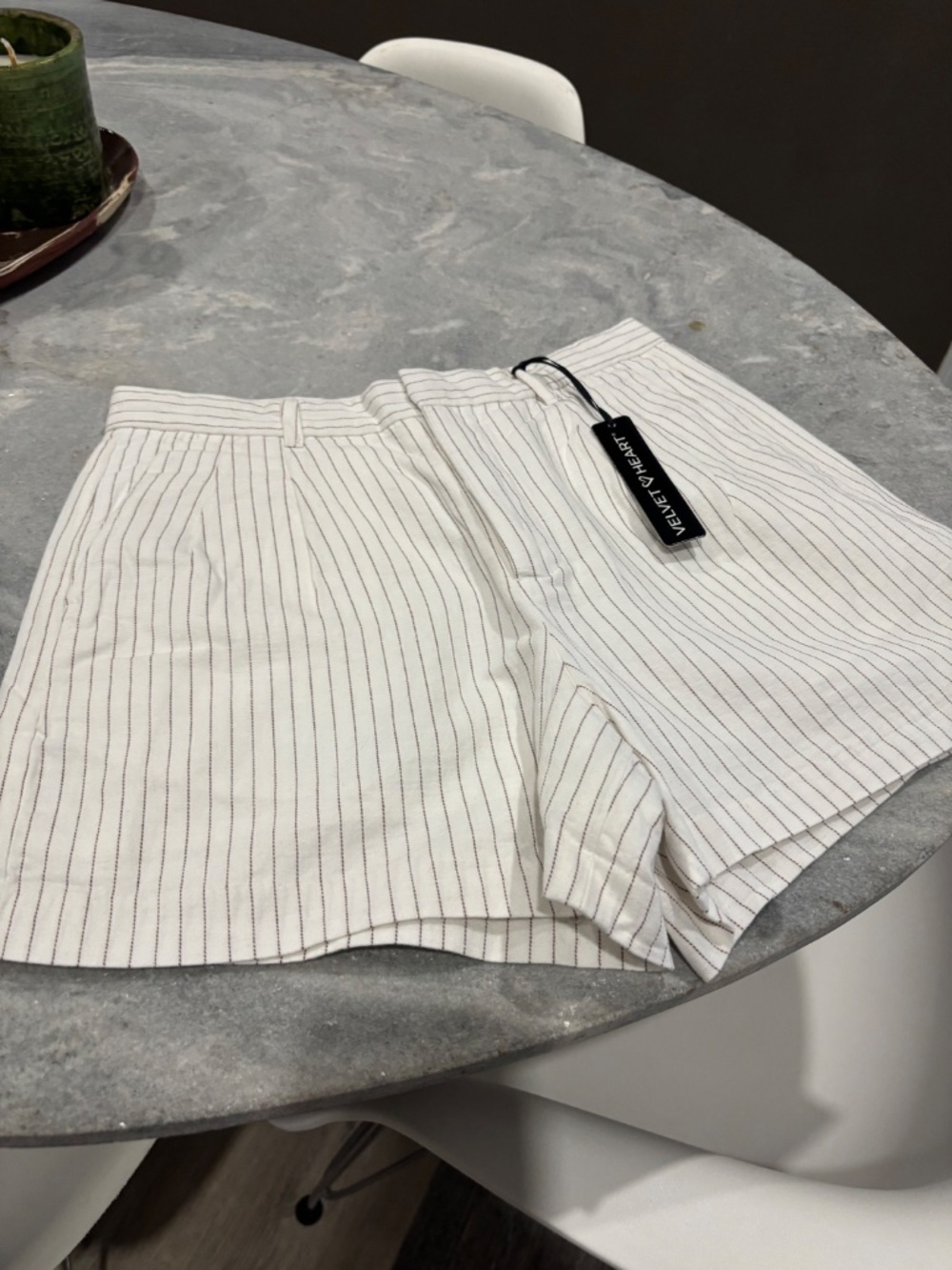 VELVET HEART PINSTRIPE SHORTS - Picture 2 of 14